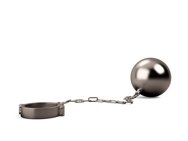 Ball and chain isolated on a white background — Stock Photo, Image