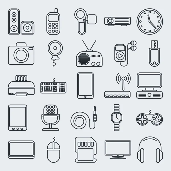 Vector gadgets lijn pictogrammenset — Stockvector