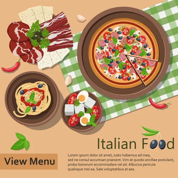 Comida italiana. Ilustração vetorial — Vetor de Stock