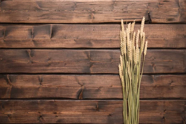 Gambi Grano Sullo Sfondo Tavolo Legno Marrone Con Spazio Copia — Foto Stock