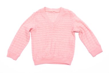 Örgü çocuk süveteri beyaz arka planda izole.