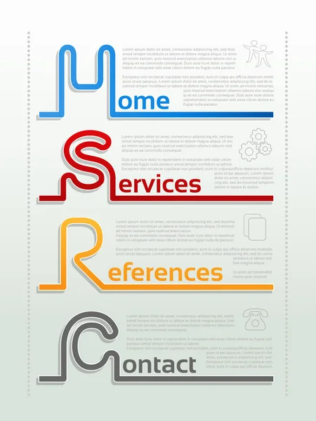 Navigation template with icons — Stock Vector