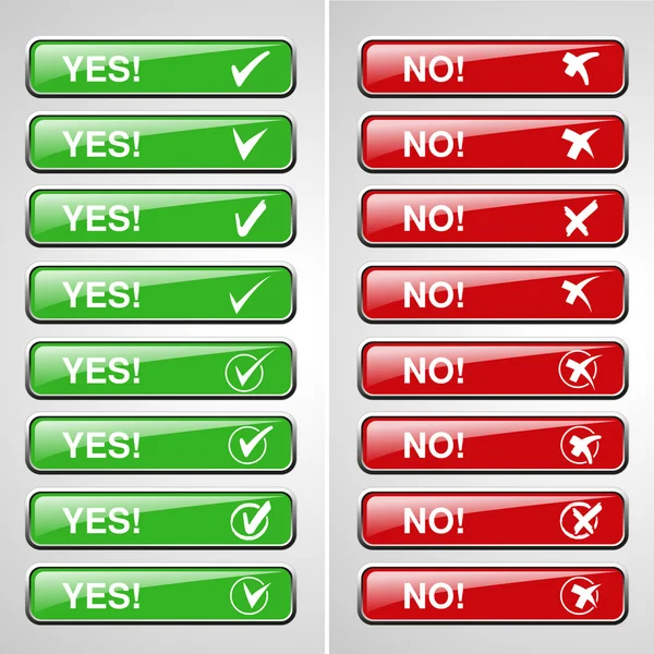 Botones verdes y rojos para el sitio web — Vector de stock