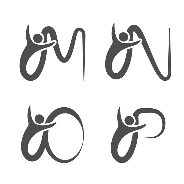 Alfabeto con símbolo de humano — Vector de stock