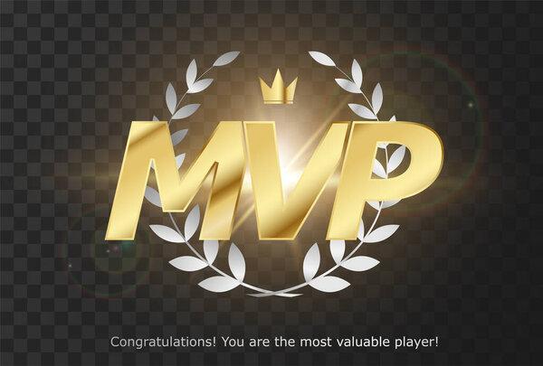 Gold inscription MVP - emblem reward Most Valuable Player
