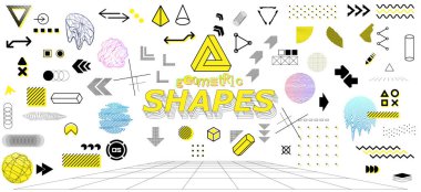 Geometrik memphis tasarım elementleri