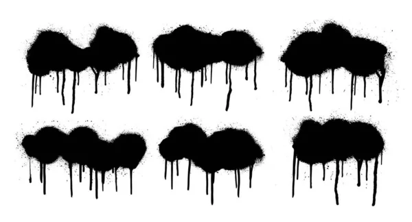 Set spray graffiti stencil template. Isolated collection with dripping paint, smudges and drops. Grunge high level tracing. Urban art layout for text. Graffiti mockups and spray stencil. Vector box — Stock Vector