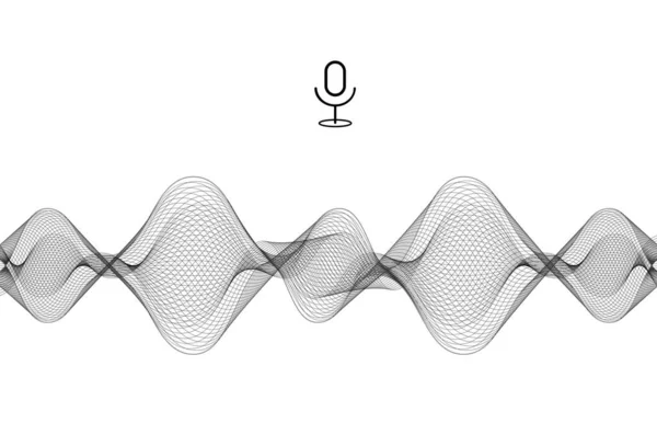 Vyrovnávací zvukové vlny. Černobílá izolovaná vektorová ilustrace. Technologie ovládání mikrofonu a ekvalizér zvuku. — Stockový vektor