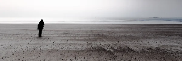 Coast beach woman back — Stock Photo, Image