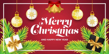 Mutlu Noeller arkaplan vektörü. Dekoratif illüstrasyonlu Noel vektör arka planı. Mutlu Noeller ve mutlu yeni yıl vektör tasarım şablonu poster, tebrik kartı, afiş