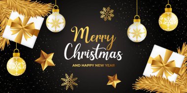 Mutlu Noeller arkaplan vektörü. Dekoratif illüstrasyonlu Noel vektör arka planı. Mutlu Noeller ve mutlu yeni yıl vektör tasarım şablonu poster, tebrik kartı, afiş
