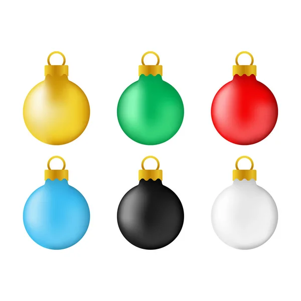 Christmas Balls Set Vector Illustration Isolated White Background Realistic Christmas — Stock Vector