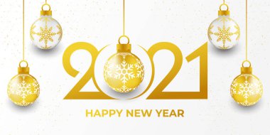 Mutlu yıllar 2021 vektör arkaplan çizimi. Mutlu yıllar 2021 Basit Minimalist metin şablonu. 2021 Mutlu yıllar vektör tasarım poster, bayrak, tebrik kartı, geçmiş