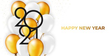 Mutlu yıllar 2021 vektör arkaplan çizimi. Mutlu yıllar 2021 Basit Minimalist metin şablonu. 2021 Mutlu yıllar vektör tasarım poster, bayrak, tebrik kartı, geçmiş