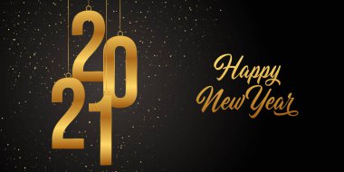 Mutlu yıllar 2021 vektör arkaplan çizimi. Mutlu yıllar 2021 Basit Minimalist metin şablonu. 2021 Mutlu yıllar vektör tasarım poster, bayrak, tebrik kartı, geçmiş