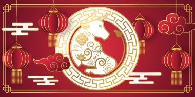 Çin Yeni Yılı 2021 Öküz arka plan vektör illüstrasyonunda. Mutlu Çin Yeni Yılı 2021 vektör arkaplan tasarımı. 2021 Çin Yeni Yıl Kutlaması afişi, arkaplan, tebrik kartı