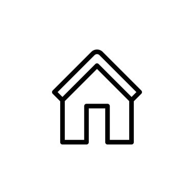 Ev Simgesi Logo Vektörü tasarım çizimi. Düz tasarım illüstrasyon şablonunda basit House logo ikonu vektörü. Web sitesi, sembol, logo, simge, işaret, uygulama, UI için trend Home vektör simgesi düz tasarımı.