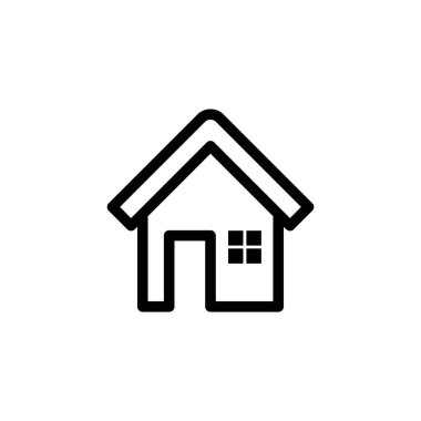 Ev Simgesi Logo Vektörü tasarım çizimi. Düz tasarım illüstrasyon şablonunda basit House logo ikonu vektörü. Web sitesi, sembol, logo, simge, işaret, uygulama, UI için trend Home vektör simgesi düz tasarımı.