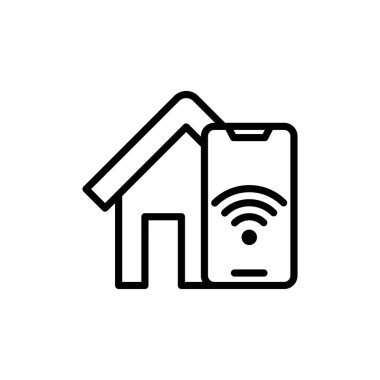 Akıllı Ev Bağlantısı Simgesi Logo Vektörü tasarım illüstrasyonu. Kablosuz bağlantı kavramına sahip akıllı ev logosu simgesi. Moda Akıllı Ev vektör simgesi web sitesi, sembol, logo, işaret, uygulama, UI için düz tasarım