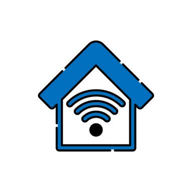 Akıllı Ev Bağlantısı Simgesi Logo Vektörü tasarım illüstrasyonu. Kablosuz bağlantı kavramına sahip akıllı ev logosu simgesi. Moda Akıllı Ev vektör simgesi web sitesi, sembol, logo, işaret, uygulama, UI için düz tasarım