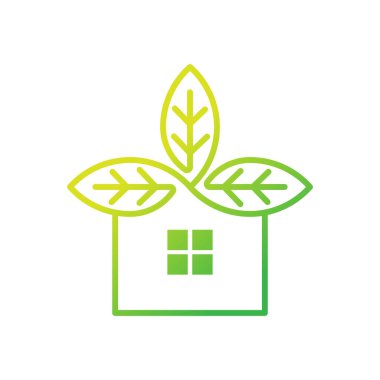 Yeşil Eko Ev Logosu Simgesi Vektör tasarım illüstrasyonu. Ekoloji ev logosu tasarım konsepti vektör şablonu. Web sitesi, sembol, logo, simge, işaret, uygulama, UI için Eko Akıllı Ev vektör simgesi tasarımı