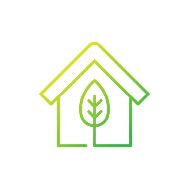 Yeşil Eko Ev Logosu Simgesi Vektör tasarım illüstrasyonu. Ekoloji ev logosu tasarım konsepti vektör şablonu. Web sitesi, sembol, logo, simge, işaret, uygulama, UI için Eko Akıllı Ev vektör simgesi tasarımı