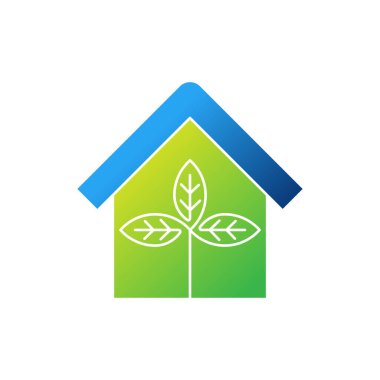 Yeşil Eko Ev Logosu Simgesi Vektör tasarım illüstrasyonu. Ekoloji ev logosu tasarım konsepti vektör şablonu. Web sitesi, sembol, logo, simge, işaret, uygulama, UI için Eko Akıllı Ev vektör simgesi tasarımı