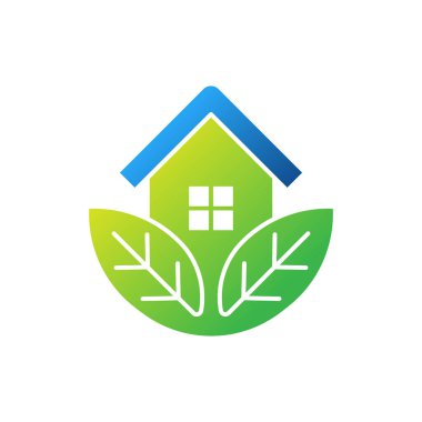 Yeşil Eko Ev Logosu Simgesi Vektör tasarım illüstrasyonu. Ekoloji ev logosu tasarım konsepti vektör şablonu. Web sitesi, sembol, logo, simge, işaret, uygulama, UI için Eko Akıllı Ev vektör simgesi tasarımı