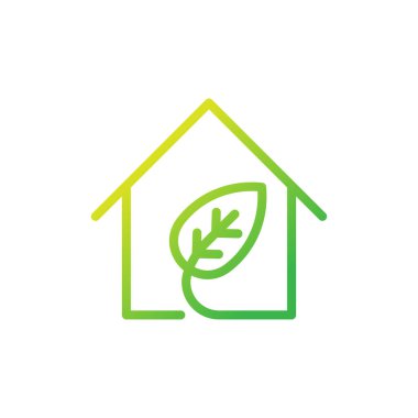 Yeşil Eko Ev Logosu Simgesi Vektör tasarım illüstrasyonu. Ekoloji ev logosu tasarım konsepti vektör şablonu. Web sitesi, sembol, logo, simge, işaret, uygulama, UI için Eko Akıllı Ev vektör simgesi tasarımı