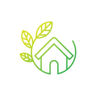 Yeşil Eko Ev Logosu Simgesi Vektör tasarım illüstrasyonu. Ekoloji ev logosu tasarım konsepti vektör şablonu. Web sitesi, sembol, logo, simge, işaret, uygulama, UI için Eko Akıllı Ev vektör simgesi tasarımı