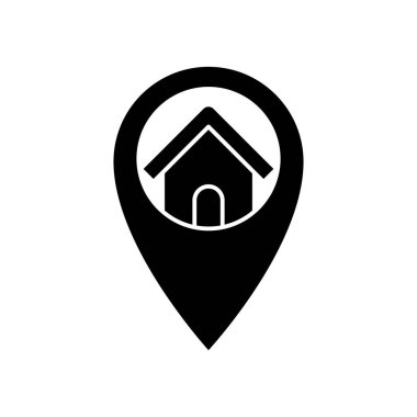 Ev Logosu vektör tasarımı çizimi. Ev, Emlak, Bina, Daire, İnşaat ve Mimarlık için Konum Tasarım Konsepti. Modern Ev Konumu tasarım kavramı.