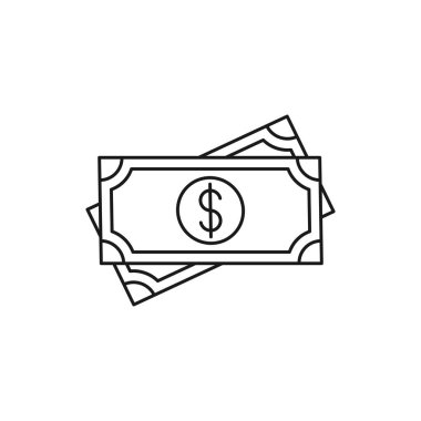 Para ikonu Vektör İllüstrasyonu. Ödeme, Finans, Para ve Ticaret Şirketi için Dolar Para ikonu vektör tasarımı konsepti. Web sitesi, sembol, simge, imza, Uygulama UI için para nakit vektör düz tasarım