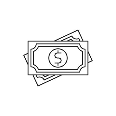 Para ikonu Vektör İllüstrasyonu. Ödeme, Finans, Para ve Ticaret Şirketi için Dolar Para ikonu vektör tasarımı konsepti. Web sitesi, sembol, simge, imza, Uygulama UI için para nakit vektör düz tasarım