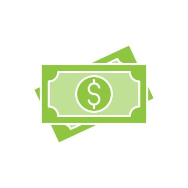 Para ikonu Vektör İllüstrasyonu. Ödeme, Finans, Para ve Ticaret Şirketi için Dolar Para ikonu vektör tasarımı konsepti. Web sitesi, sembol, simge, imza, Uygulama UI için para nakit vektör düz tasarım