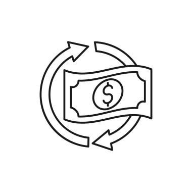 Money Cash Back ikon Vektör İllüstrasyonu. Cash Back bonusu, iade parası, geri ödeme e-ticaret için ikon tasarımı konsepti, çevrimiçi mağaza ve pazar sitesi, mobil, logo, sembol, uygulama, uygulama