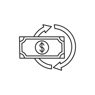 Money Cash Back ikon Vektör İllüstrasyonu. Cash Back bonusu, iade parası, geri ödeme e-ticaret için ikon tasarımı konsepti, çevrimiçi mağaza ve pazar sitesi, mobil, logo, sembol, uygulama, uygulama