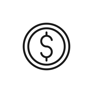 Sikke ikonu Vektör İllüstrasyonu. Dolar Parası ikonu vektör tasarımı Ödeme, Finans, Para ve Ticaret Şirketi için. Para Sikkeleri vektör düz tasarımı web sitesi, sembol, işaret, Uygulama UI