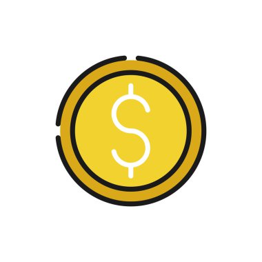 Sikke ikonu Vektör İllüstrasyonu. Dolar Parası ikonu vektör tasarımı Ödeme, Finans, Para ve Ticaret Şirketi için. Para Sikkeleri vektör düz tasarımı web sitesi, sembol, işaret, Uygulama UI