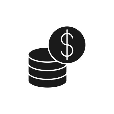 Sikke ikonu Vektör İllüstrasyonu. Dolar Parası ikonu vektör tasarımı Ödeme, Finans, Para ve Ticaret Şirketi için. Para Sikkeleri vektör düz tasarımı web sitesi, sembol, işaret, Uygulama UI