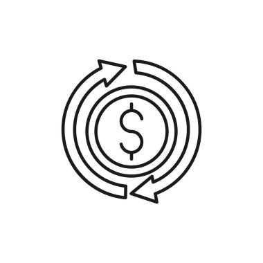 Money Cash Back ikon Vektör İllüstrasyonu. Cash Back bonusu, iade parası, geri ödeme e-ticaret için ikon tasarımı konsepti, çevrimiçi mağaza ve pazar sitesi, mobil, logo, sembol, uygulama, uygulama