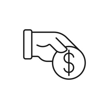 El Simgesi Vektör İllüstrasyonlu Para. Money Cash on Hand ikon vektör tasarımı Ödeme, Finans, Para ve Ticaret Şirketi için. Web sitesi, sembol, simge, işaret, Uygulama UI için Dolar Para simgesi