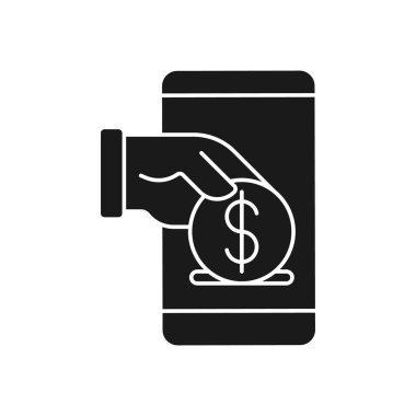 Dijital Mobil Ödeme ikonu Vektör İllüstrasyonu. Çevrimiçi Ödeme, Finans ve Mobil Bankacılık web sitesi, sembol, simge, simge, işaret, Uygulama UI için Akıllı Telefon ikonu vektör tasarımı kavramı ile Modern Mobil Ödeme