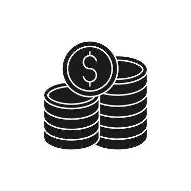 Sikke ikonu Vektör İllüstrasyonu. Dolar Parası ikonu vektör tasarımı Ödeme, Finans, Para ve Ticaret Şirketi için. Para Sikkeleri vektör düz tasarımı web sitesi, sembol, işaret, Uygulama UI