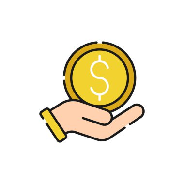 El Simgesi Vektör İllüstrasyonlu Para. Money Cash on Hand ikon vektör tasarımı Ödeme, Finans, Para ve Ticaret Şirketi için. Web sitesi, sembol, simge, işaret, Uygulama UI için Dolar Para simgesi