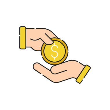 El Simgesi Vektör İllüstrasyonlu Para. Money Cash on Hand ikon vektör tasarımı Ödeme, Finans, Para ve Ticaret Şirketi için. Web sitesi, sembol, simge, işaret, Uygulama UI için Dolar Para simgesi