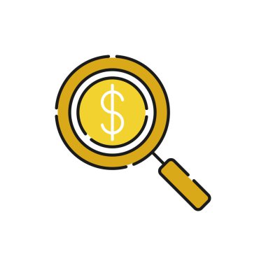 Para Arama Simgesi Vektör İllüstrasyonu. Bankacılık, Finans, Para ve Ticaret Yatırım İşletmeleri web sitesi, sembol, simge, simge, işaret, Uygulama UI şablonu için simge vektör tasarımı kavramı.