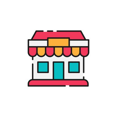 Simge Vektör Tasarım İllüstrasyonunu Kaydet. E-ticaret, çevrimiçi mağaza ve pazar yeri için ikon vektör tasarımı. Web sitesi, mobil, logo, sembol, düğme, işaret, uygulama UI için pazar mağaza simgesi vektörü