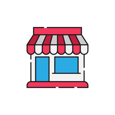 Simge Vektör Tasarım İllüstrasyonunu Kaydet. E-ticaret, çevrimiçi mağaza ve pazar yeri için ikon vektör tasarımı. Web sitesi, mobil, logo, sembol, düğme, işaret, uygulama UI için pazar mağaza simgesi vektörü