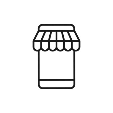 Çevrimiçi Mağaza simgesi Vektör Tasarımı İllüstrasyonu E-ticaret, çevrimiçi mağaza ve pazar yeri web sitesi, mobil, logo, sembol, düğme, işaret, uygulama UI için Modern Online Alışveriş ikonu vektör tasarımı kavramı