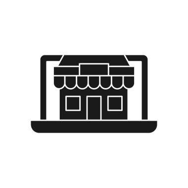 Çevrimiçi Mağaza simgesi Vektör Tasarımı İllüstrasyonu E-ticaret, çevrimiçi mağaza ve pazar yeri web sitesi, mobil, logo, sembol, düğme, işaret, uygulama UI için Modern Online Alışveriş ikonu vektör tasarımı kavramı